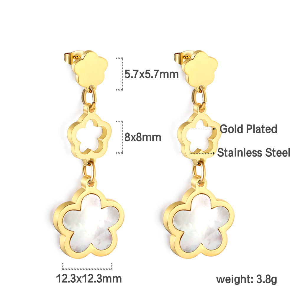 Peach Blossom + Hollow Peach Blossom + Peach Blossom Earrings with Shell Accessories asonjewelry